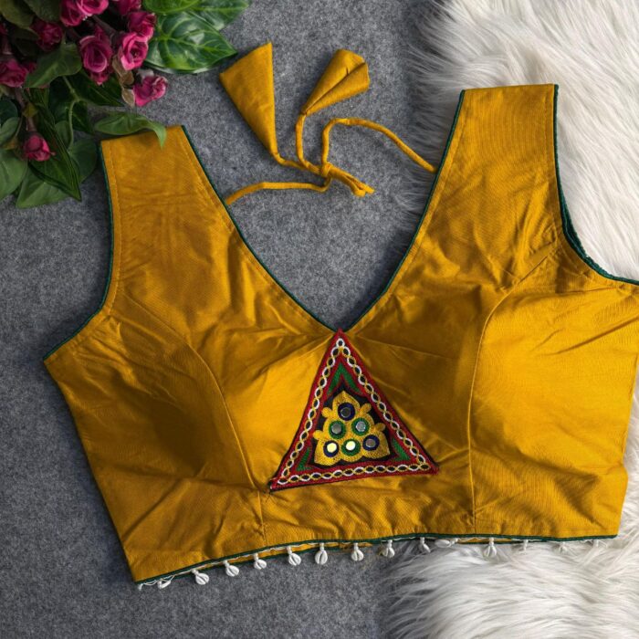 Traditional Navratri Special Rayon Cotton Patch Work Blouse