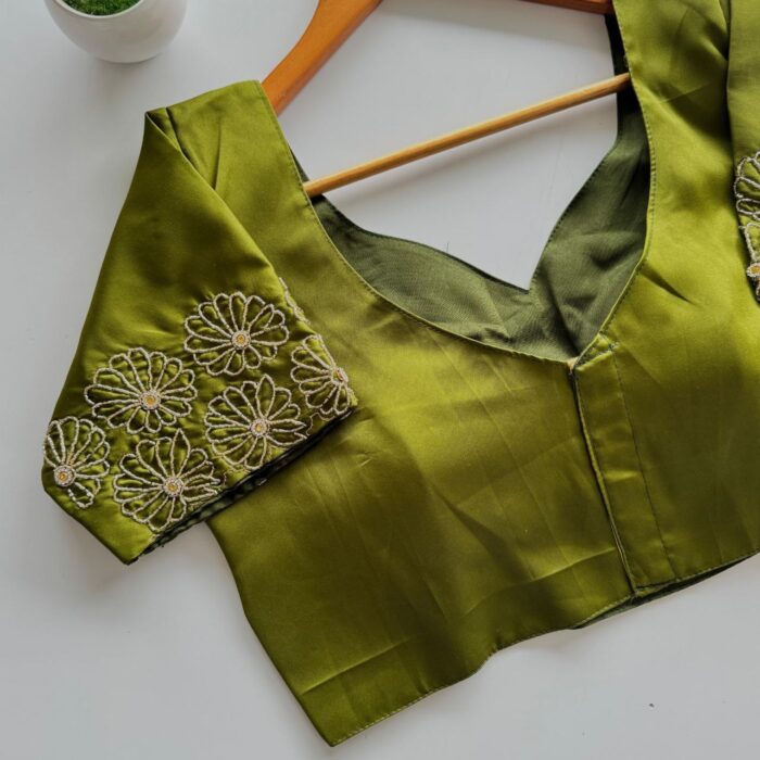 Silk Golden Hand Work All Over Blouse - Image 3