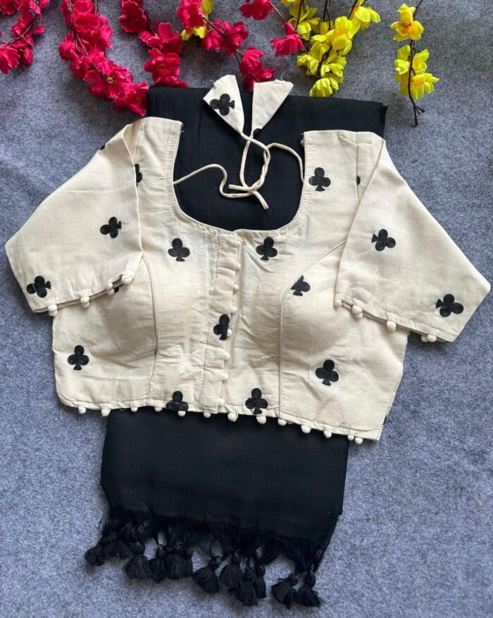 Khadi Cotton Saree With Blouse
