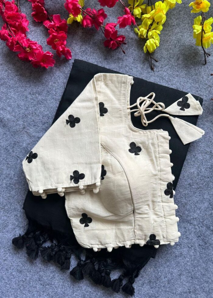 Khadi Cotton Saree With Blouse - Image 3