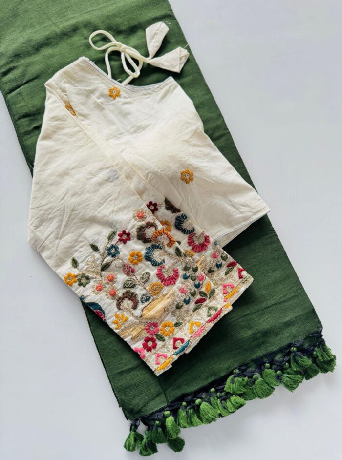 Pure Handloom Cotton Saree With Blouse