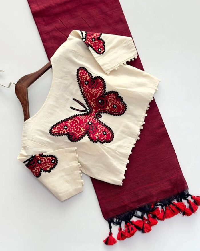 Khadi Cotton Saree with Beautiful Heavy Khadi Cotton Blouse