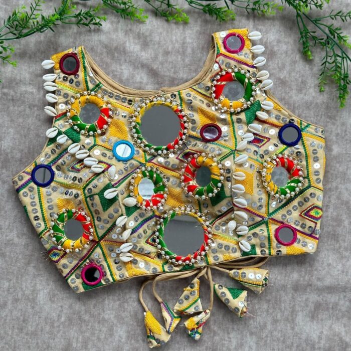 Heavy Pure Soft Italian HandWork Real Mirror Multi Thread Work Blouse