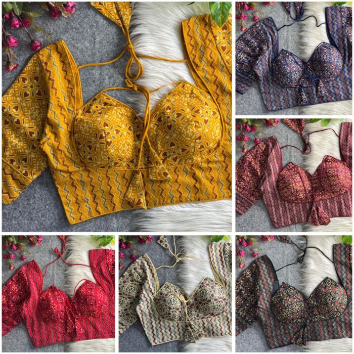 Original Ajrakh Cotton Halter Neck Blouse - Image 3