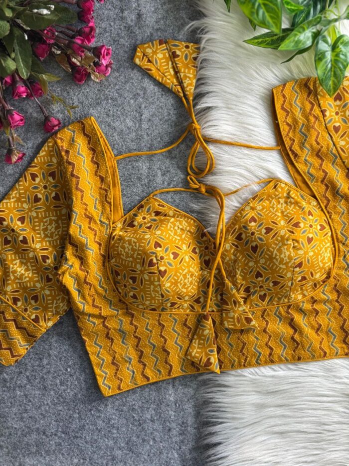 Original Ajrakh Cotton Halter Neck Blouse - Image 4
