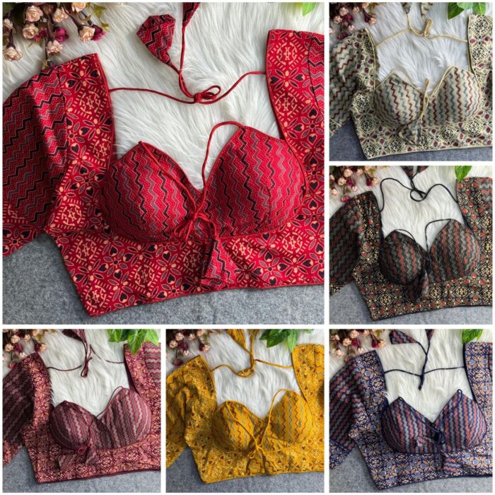 Original Ajrakh Cotton Halter Neck Blouse - Image 5