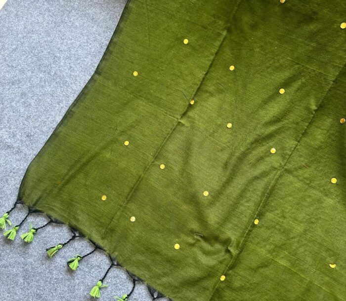 Khadi Cotton Gini Work Saree With Heavy Blouse - Image 3
