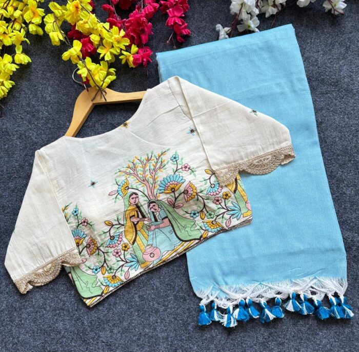 Khadi Cotton Saree with Heavy Cotton Blouse