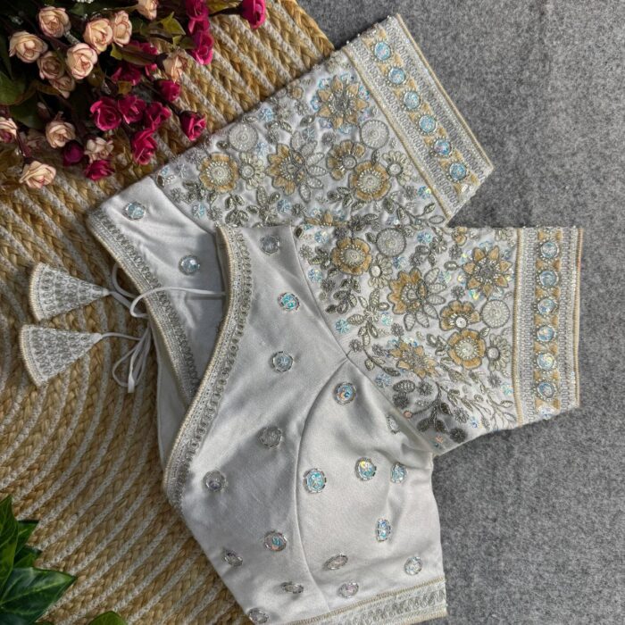 Heavy Soft Italian Silk Beautiful Heavy Sabyasachi Style Bridal Blouse - Image 3