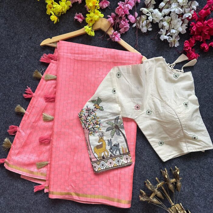 Juth Cotton Saree with Stitched Khadi Blouse
