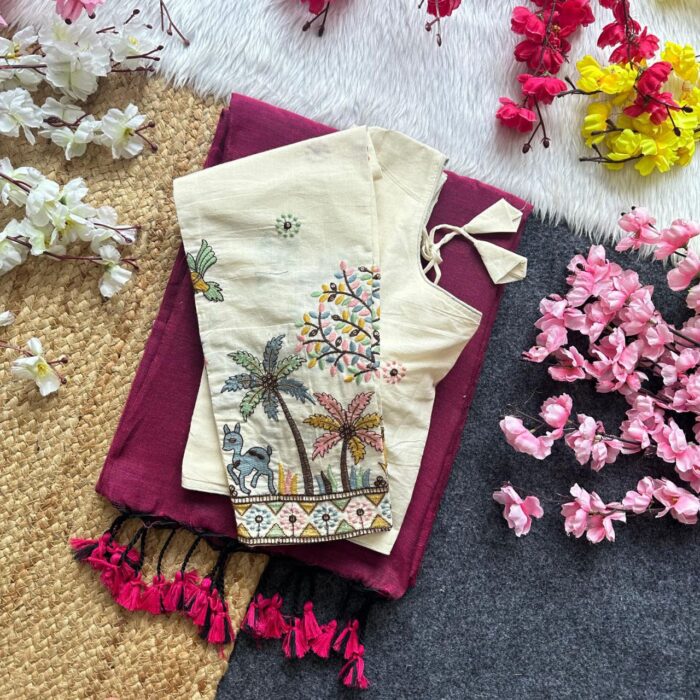Khadi Cotton Saree & Blouse Set