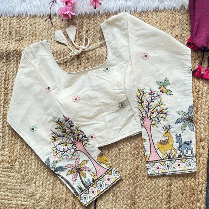 Khadi Cotton Saree & Blouse Set - Image 2