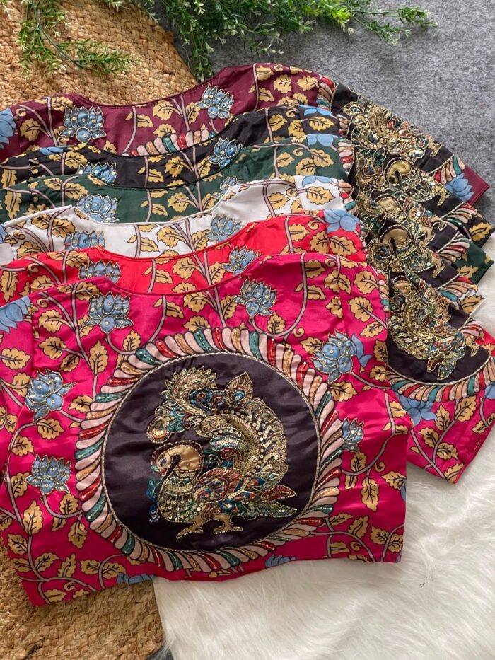 Cotton Print Silk Handmade Work Boutique Style Blouse - Image 3