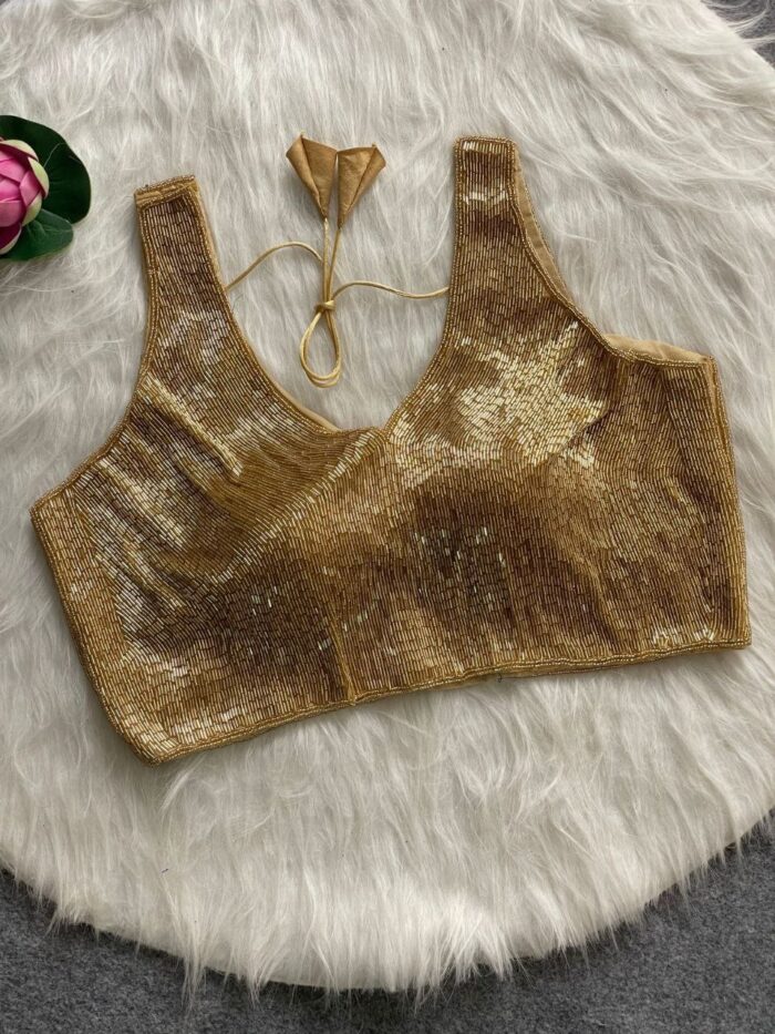 Pearl With Pipe Moti Handwork Handcrafted  Blouse