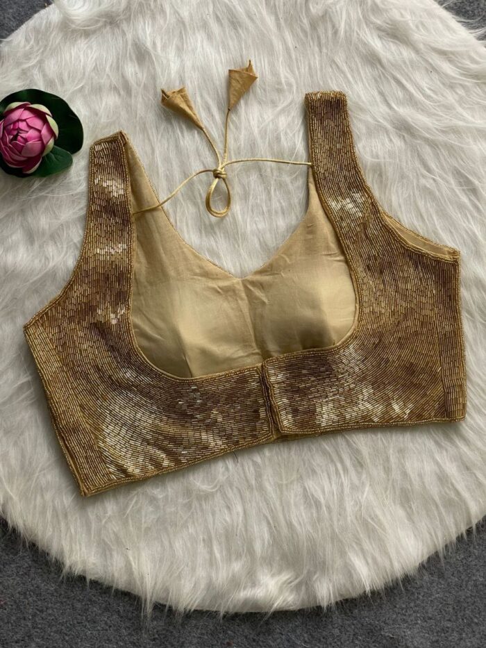 Pearl With Pipe Moti Handwork Handcrafted  Blouse - Image 2