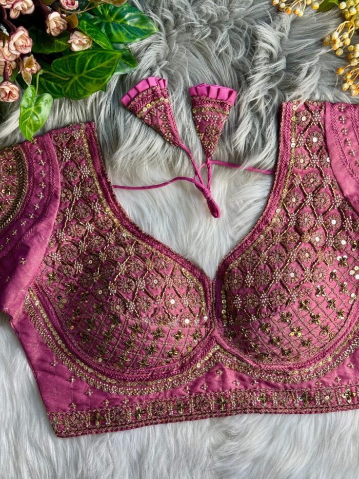 Heavy Pure Soft Pure Cosmos Silk Heavy Handwork Party Wear Blouse