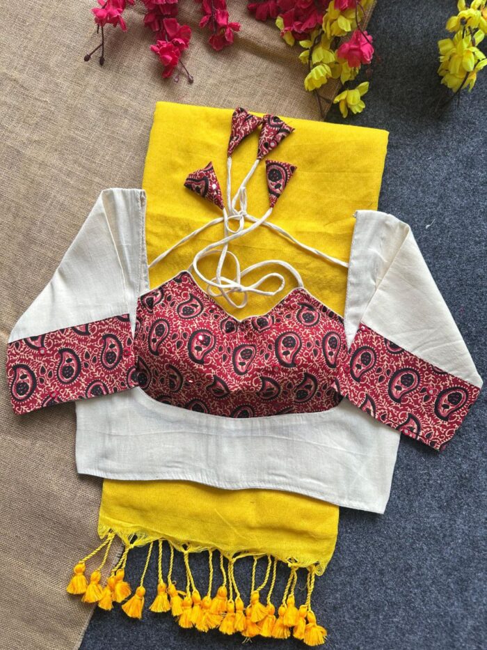 Khadi Cotton Saree & Blouse Set - Image 2