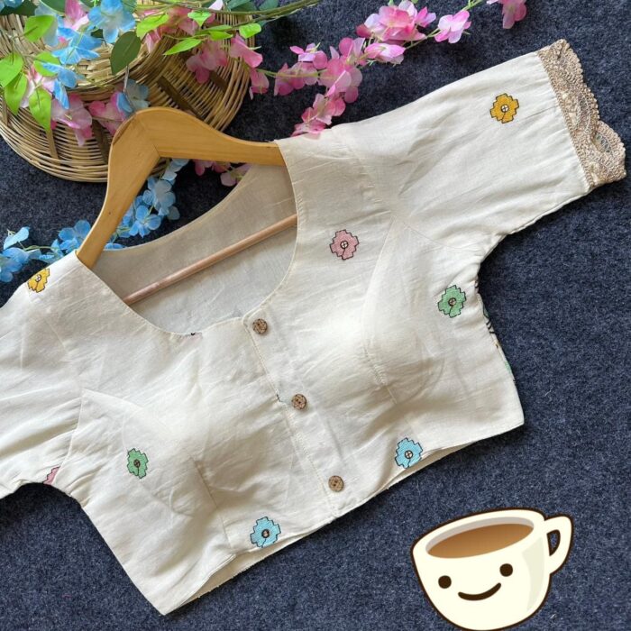 New Khadi Trends Khadi Cotton Embrodiary Blouse - Image 2