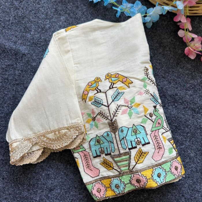 New Khadi Trends Khadi Cotton Embrodiary Blouse - Image 3