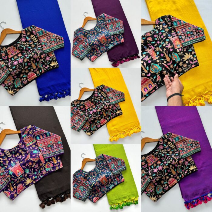 Khadi Cotton Saree With Heavy Desginer Blouse - Image 2
