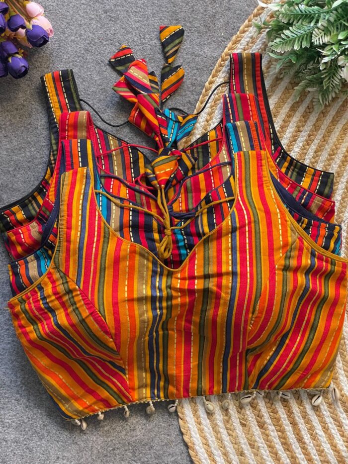 Pure Rayon Cottan With Colourful Malti Print Sabyasachi Blouse - Image 4