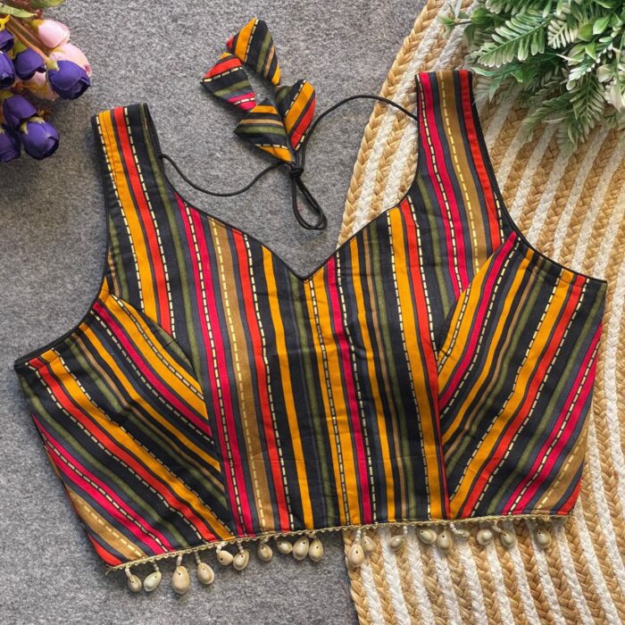 Pure Rayon Cottan With Colourful Malti Print Sabyasachi Blouse