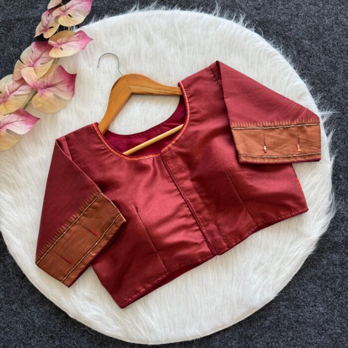 Pure Silk Hand Work Desginer Blouse - Image 2
